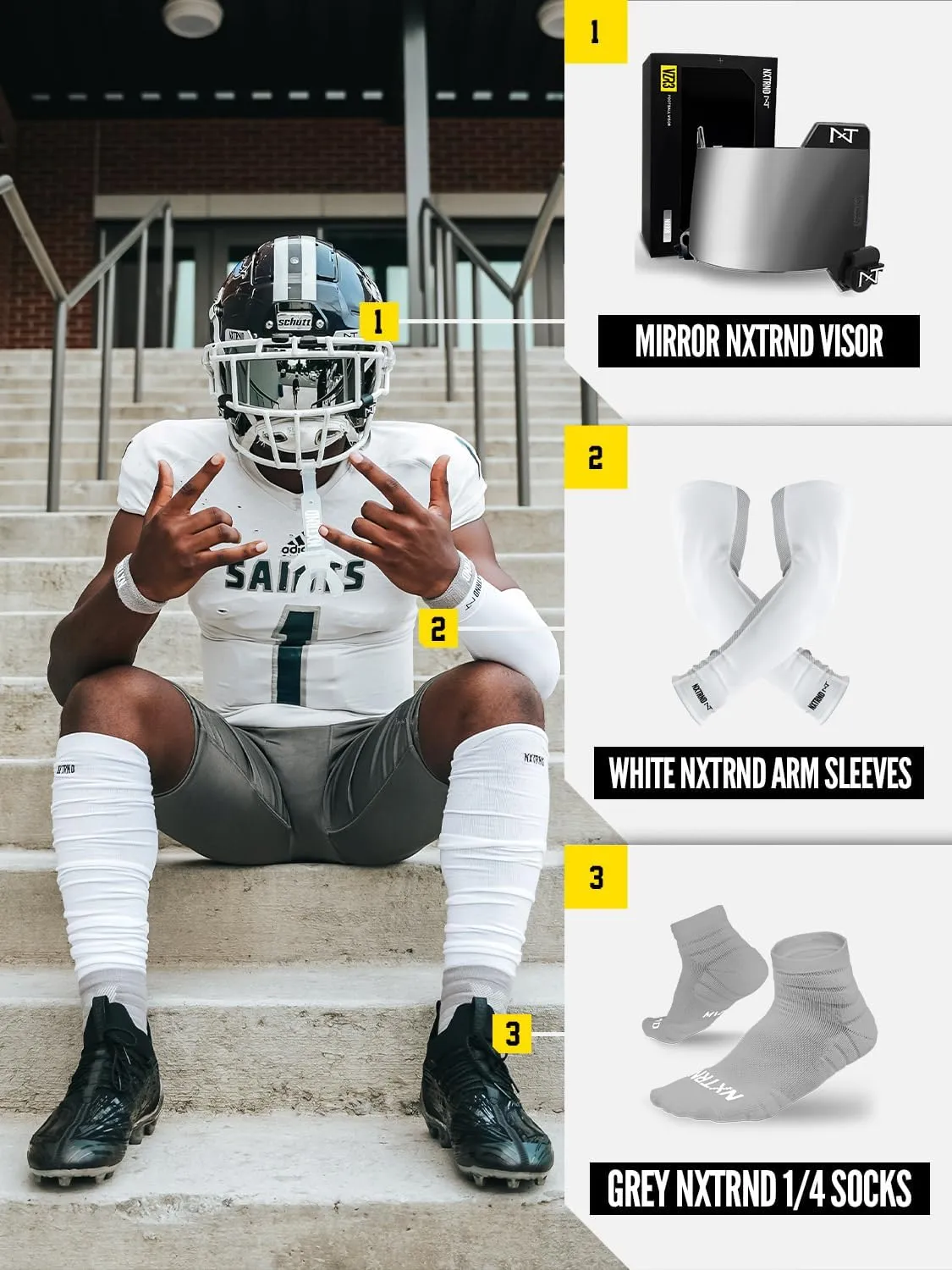 3 Pairs Nxtrnd Quarter Socks for Men & Boys, Padded Athletic Socks for Football