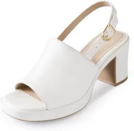 Ankis Black White Nude Heels Platform Heeled Sandals Knit Chunky Block Elastic Slingback Open Toe Ankle Strappy Heels