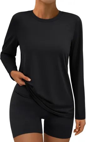 AUTOMET Women's Long Sleeve Workout Tops UPF 50  UV Rash Guard Swim Sun Shirts Hiking Tshirts Summer Clothes 2025