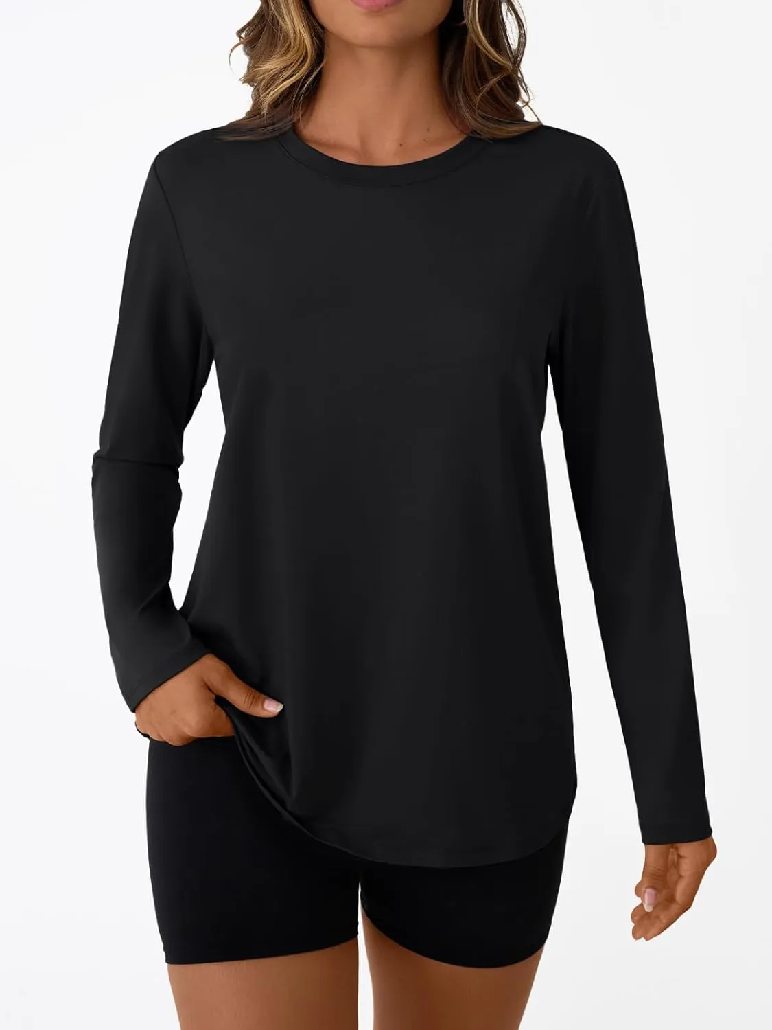 AUTOMET Women's Long Sleeve Workout Tops UPF 50  UV Rash Guard Swim Sun Shirts Hiking Tshirts Summer Clothes 2025