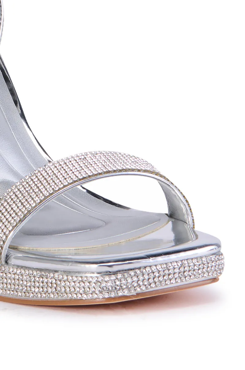 AZALEA WANG MALVIE SILVER CHUNKY RHINESTONE SANDAL