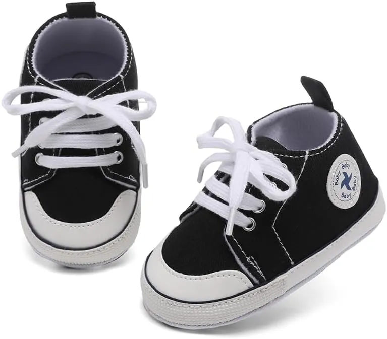 Baby Girls Boys Shoes Soft Anti-Slip Sole Newborn First Walkers High Top Canvas Denim Unisex Infant Sneaker