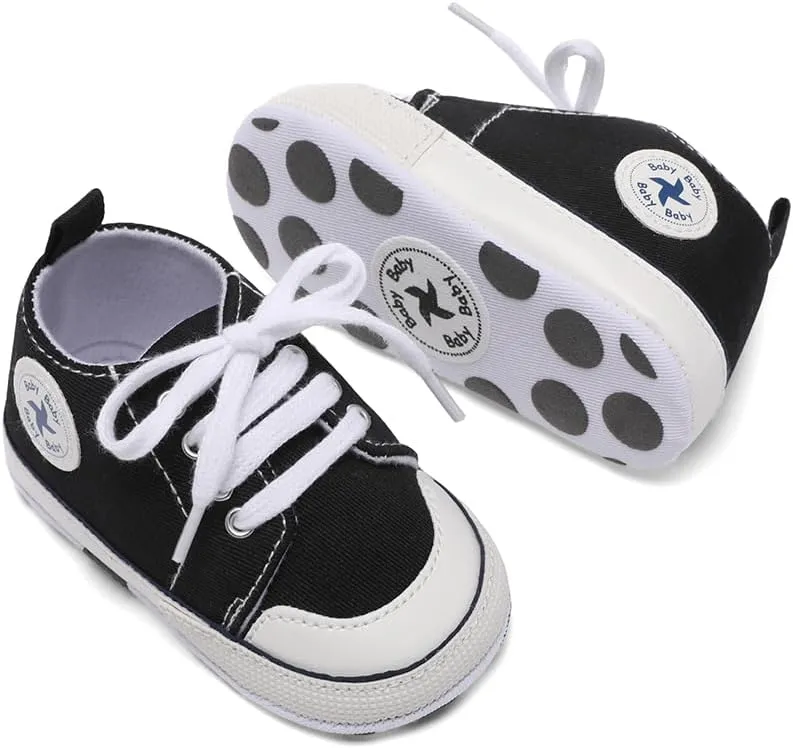 Baby Girls Boys Shoes Soft Anti-Slip Sole Newborn First Walkers High Top Canvas Denim Unisex Infant Sneaker