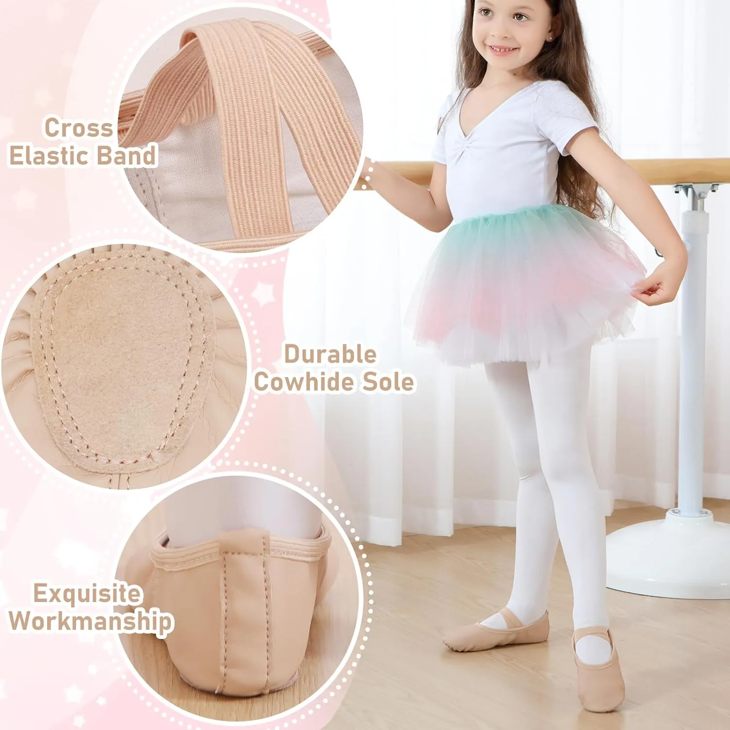 Ballet Shoes for Girls Toddler Kids Ballet Slippers Women Split Sole Leather Ballerina Dance Shoes