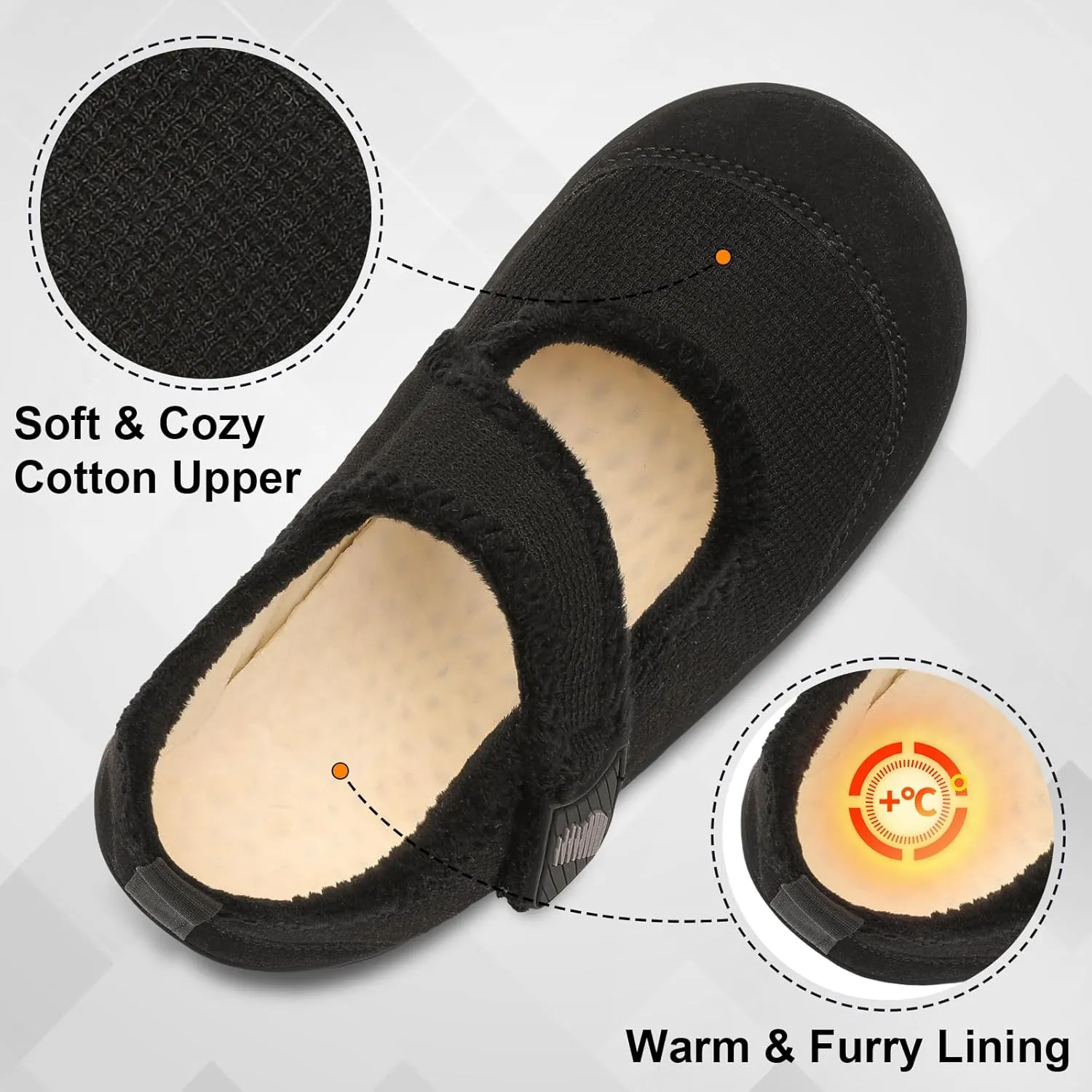 BARERUN Womens Slippers Wide Diabetic Shoes for Women Adjustable House Slippers Swollen Bunions Neuropathy House Shoes Stable Non Slip Barefoot Walking Shoes Indoor Outdoor