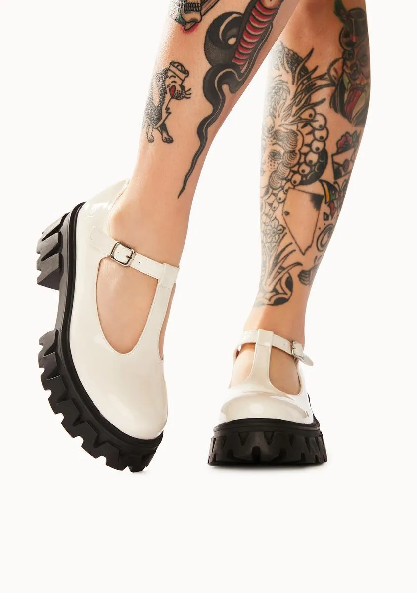 Beige Shin Platform Loafers
