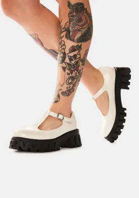 Beige Shin Platform Loafers