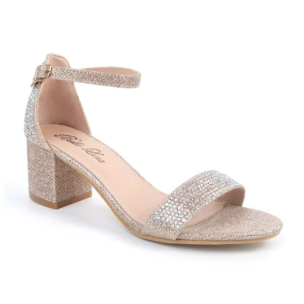 Bella Luna Women's GLAD-06 Chunky Rhinestone Heels