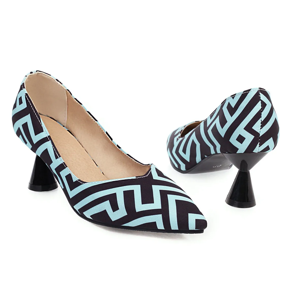 Bigsizeheels Geometrically patterned pointy flats - Blue