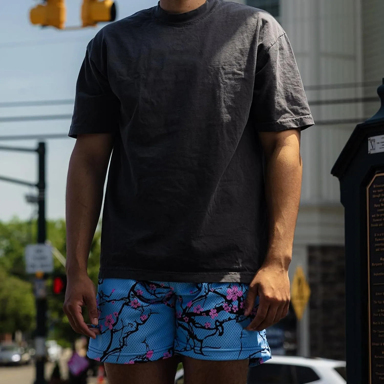BOOMLEMON Mens Mesh Graphic Print Shorts Fashion Designer Workout Shorts Retro Casual Cool Streetwear Short Pants