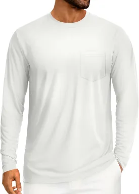 Cotrasen Men's Long Sleeve T-Shirts Cotton Casual T Shirts for Men Breathable Comfort Tee Shirts with Pocket