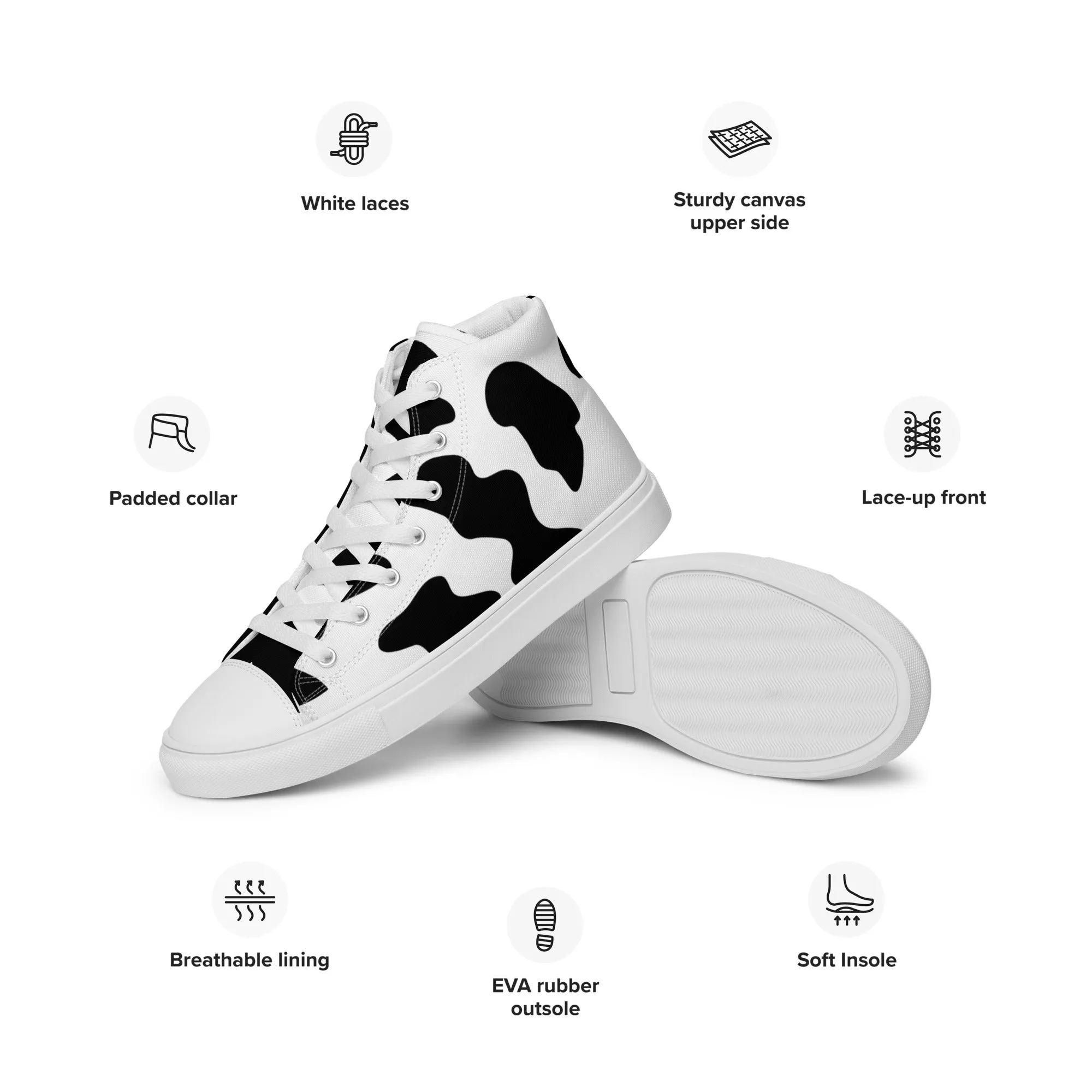 Cow Hide Pattern Women’s high top canvas shoes