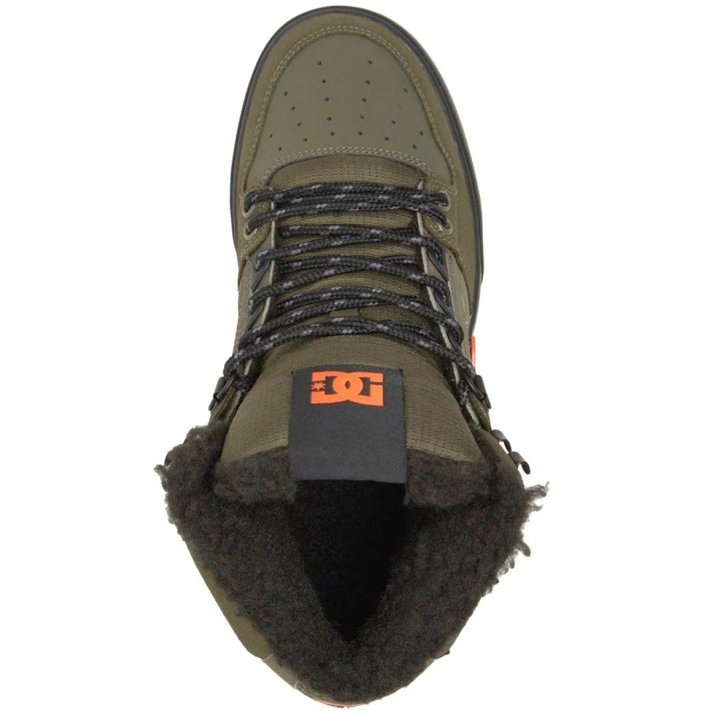 DC Pure High Top WC WNT Olive Orange Mens Leather Hi Trainers