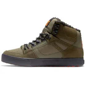 DC Pure High Top WC WNT Olive Orange Mens Leather Hi Trainers