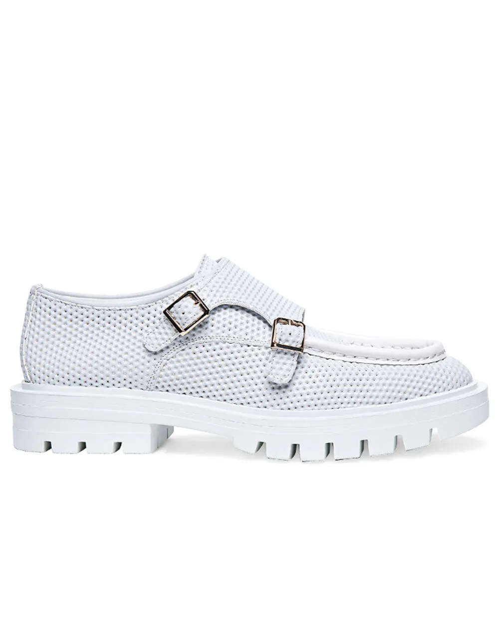Delphinus Double Buckle Loafer in White