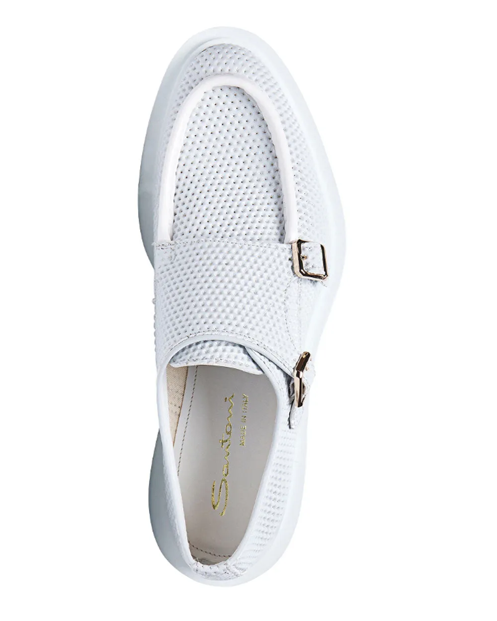 Delphinus Double Buckle Loafer in White