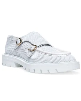 Delphinus Double Buckle Loafer in White