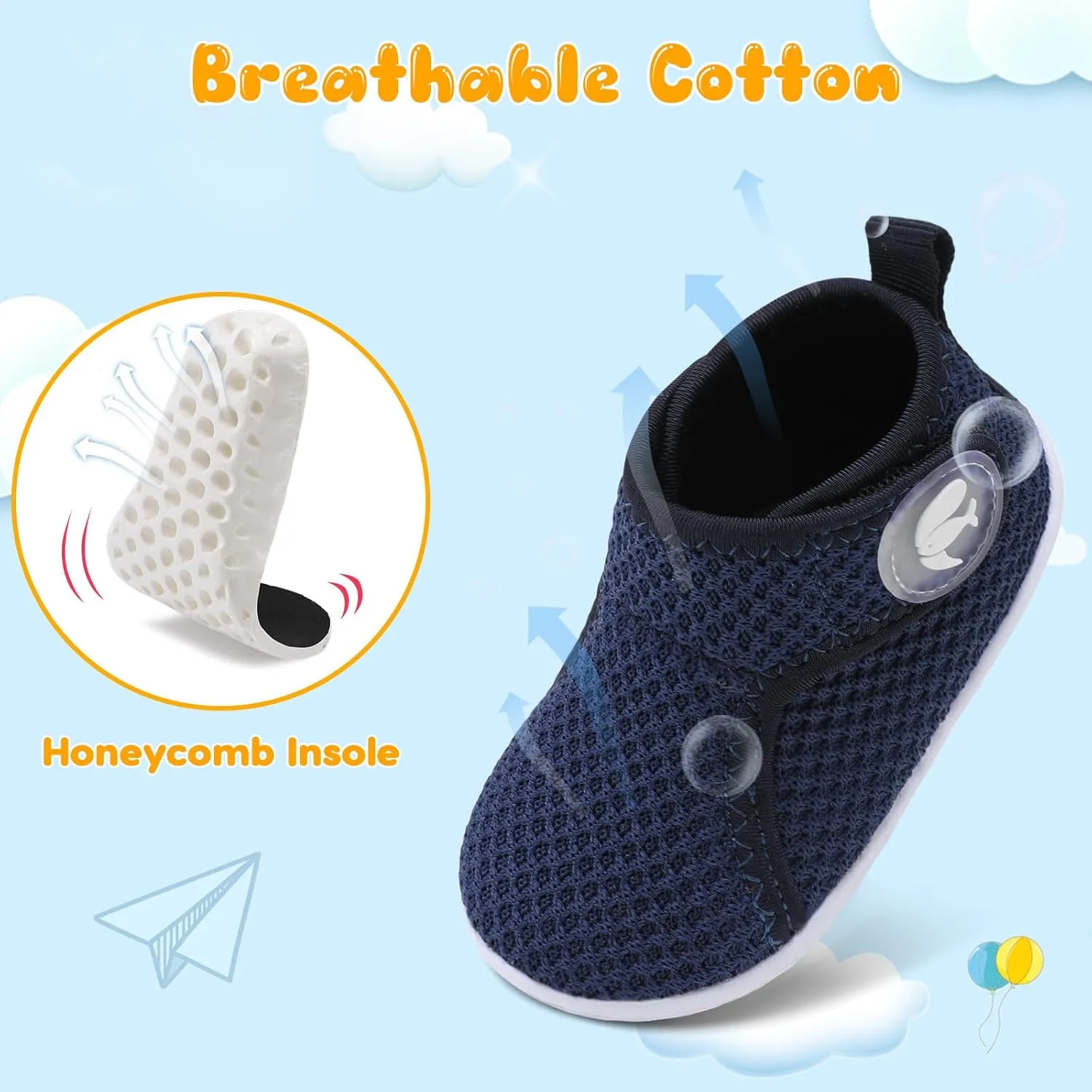 FEETCITY Lightweight Baby Sock Shoes Baby Walking Shoes Boys Girls Infant High-Top Shoe 12-18 Months
