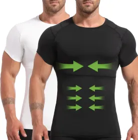 Lgtfy 4D Mens Compression Shirt Short Sleeve, Gynecomastia Tummy Control Back Support Undershirt, Slimming Vest