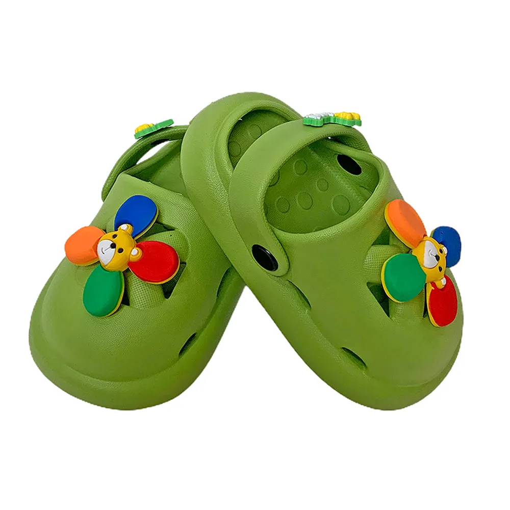 Little Surpise Box Green Pinwheel Slip On Clogs, Summer/Monsoon All Season Footwear For Toddlers & Kids.
