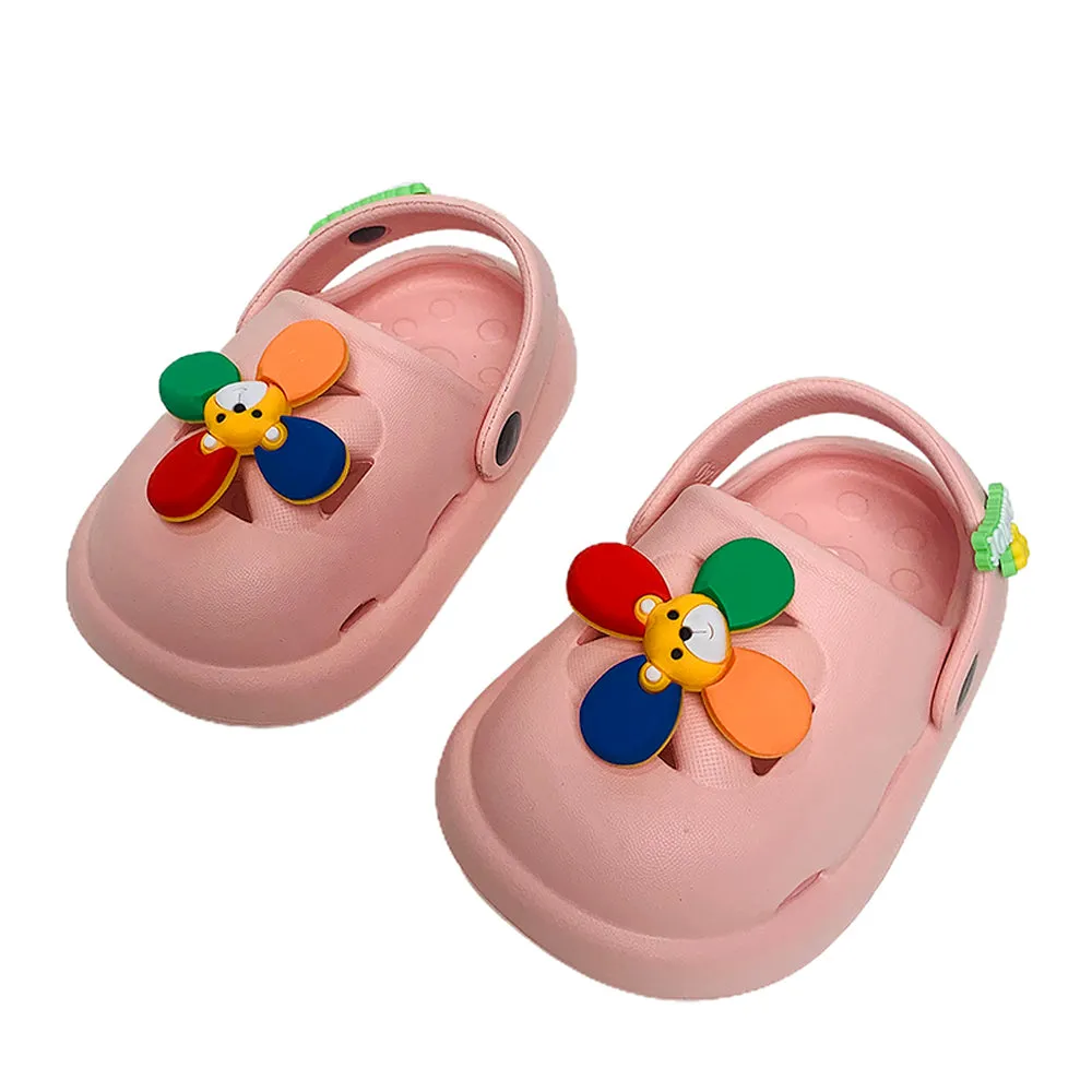 Little Surpise Box Pink Pinwheel Slip On Clogs, Summer/Monsoon All Season Footwear For Toddlers & Kids