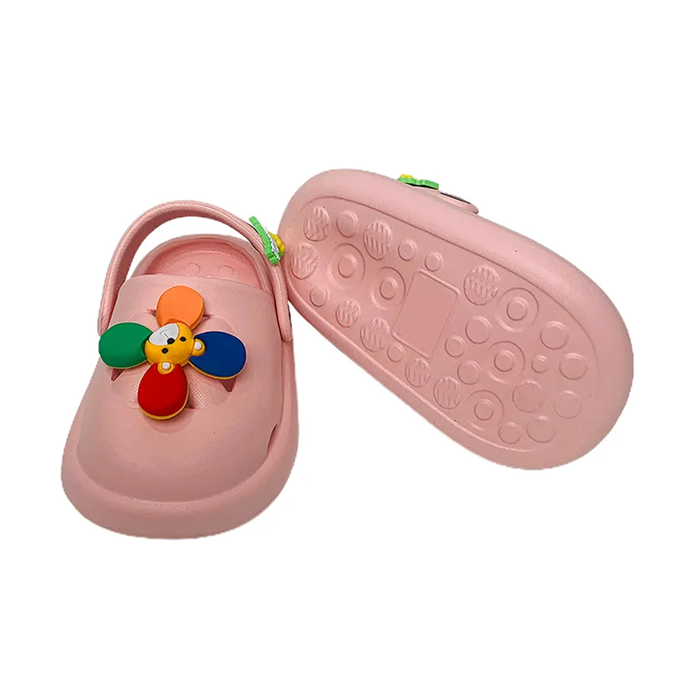 Little Surpise Box Pink Pinwheel Slip On Clogs, Summer/Monsoon All Season Footwear For Toddlers & Kids
