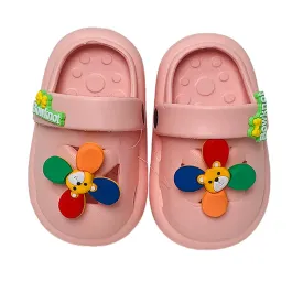 Little Surpise Box Pink Pinwheel Slip On Clogs, Summer/Monsoon All Season Footwear For Toddlers & Kids