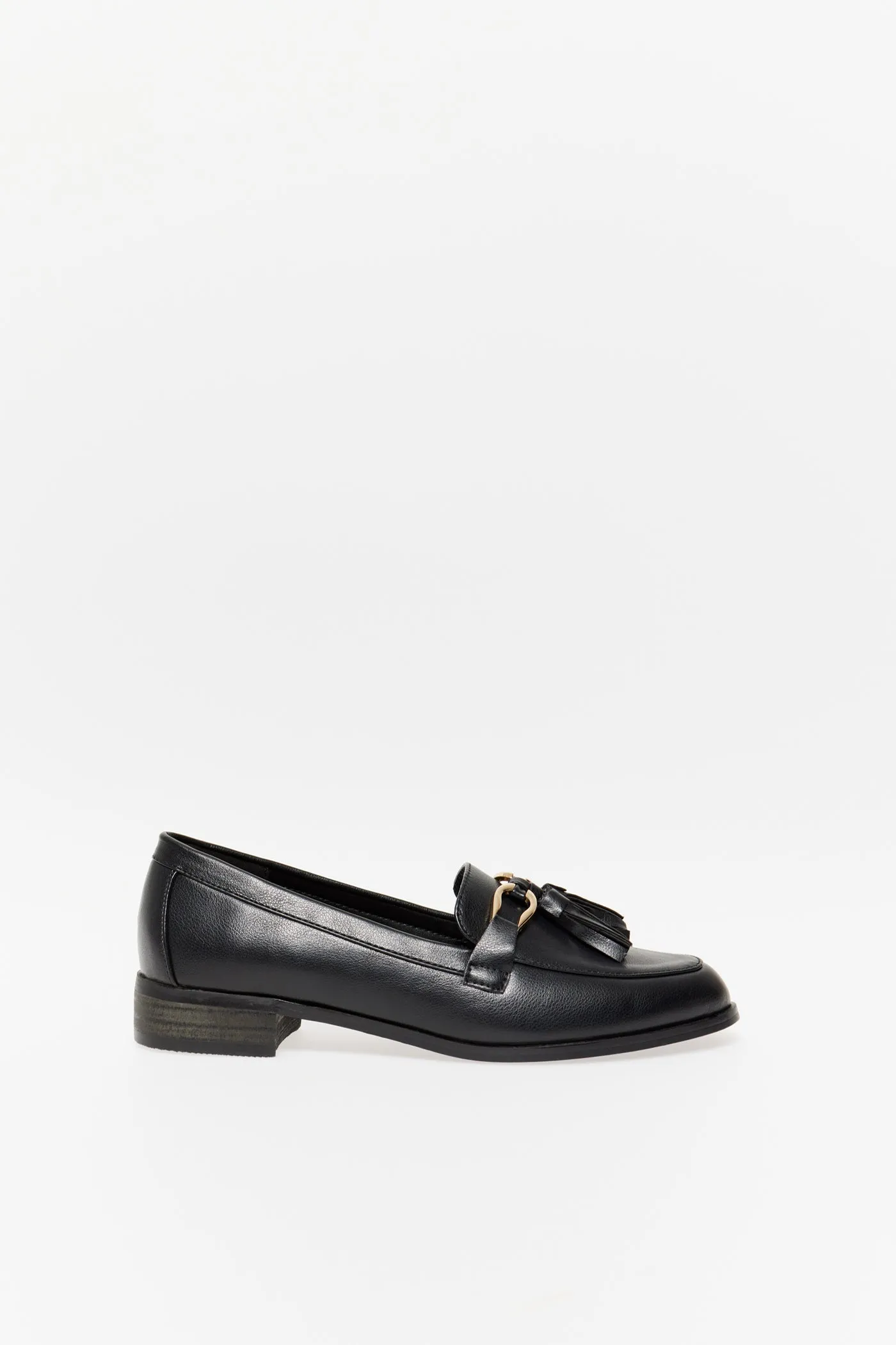 Loafer With Buckle - Black