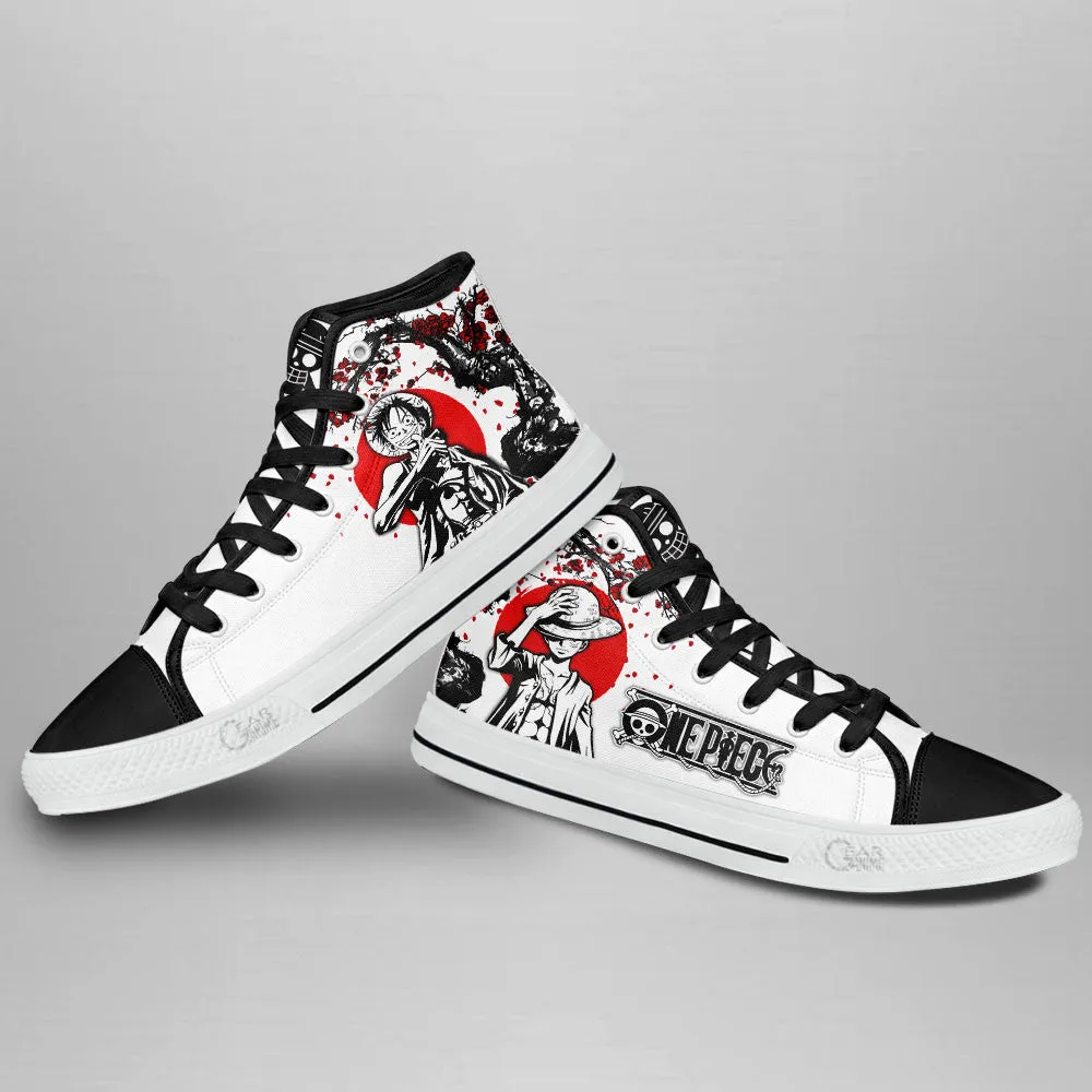 Luffy High Top Shoes Custom Anime OP Sneakers Japan Style