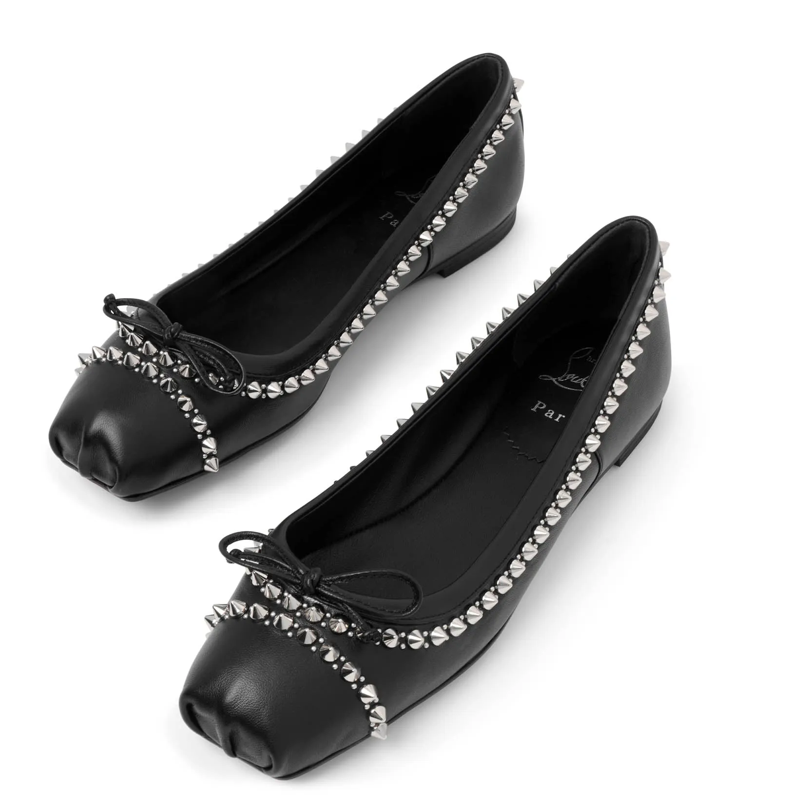 Mamadrague black leather spikes flats