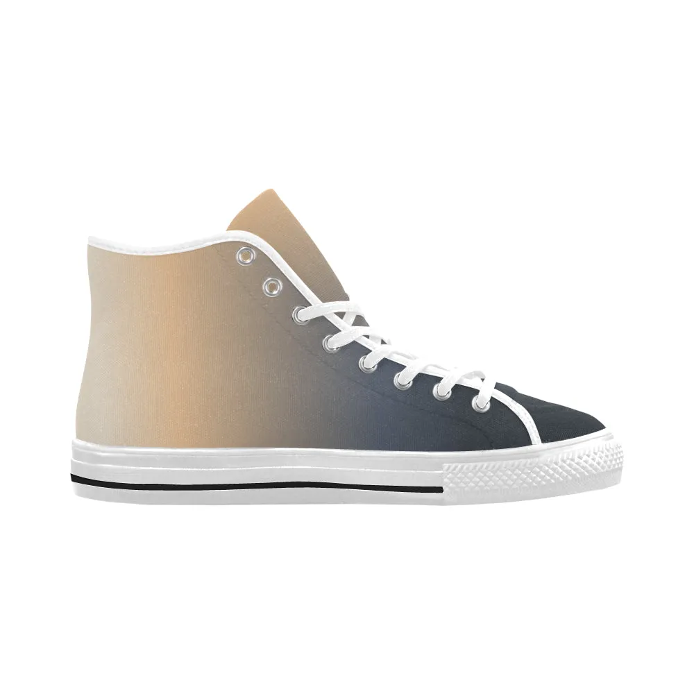 Men's Blue-Peach Solids Print High Top Canvas Shoes