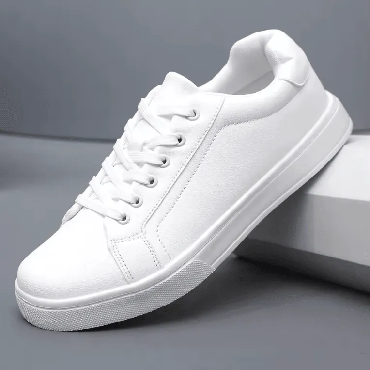 Men’s Skateboarding Shoes – Lightweight White & Black Sports Sneakers