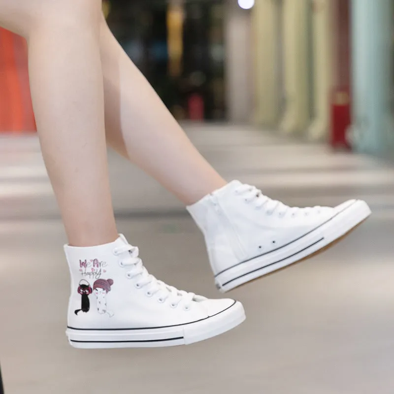 Owlkay Cartoon Cute Casual High Top Shoes