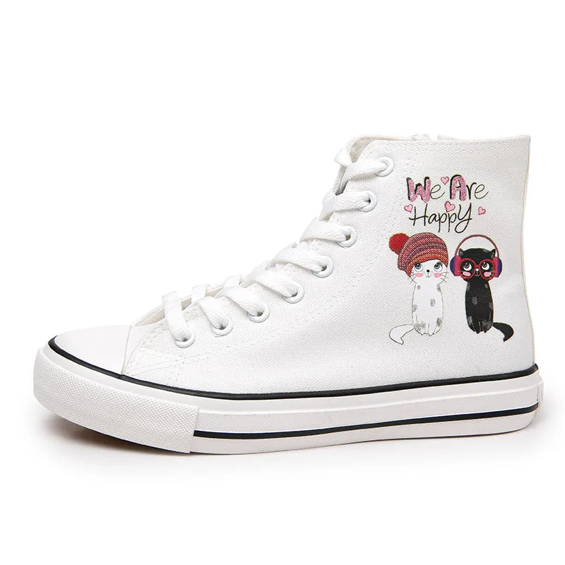Owlkay Cartoon Cute Casual High Top Shoes