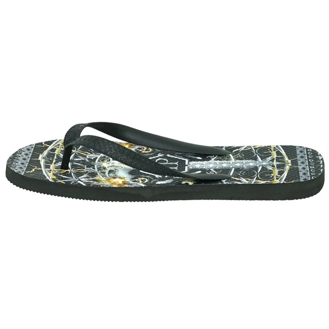 Philipp Plein Sword Logo Black Flip Flops