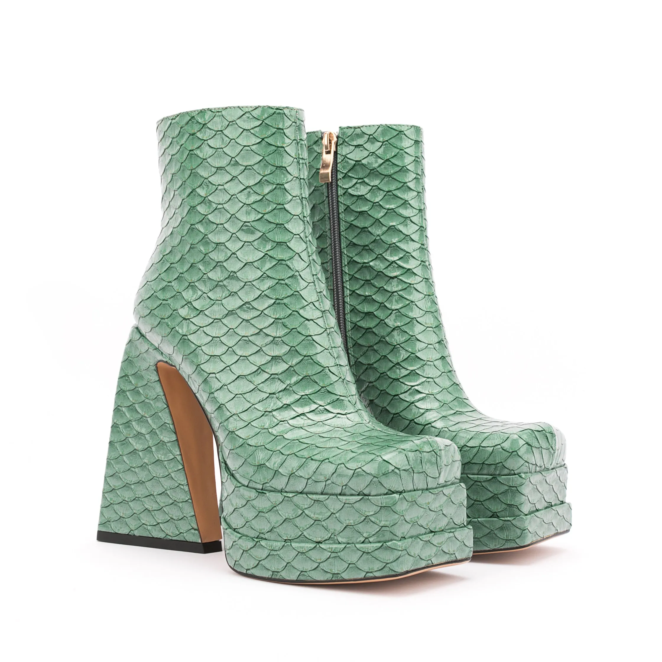 Platform Chunky Heels for Women Animal-print Ankle Boots