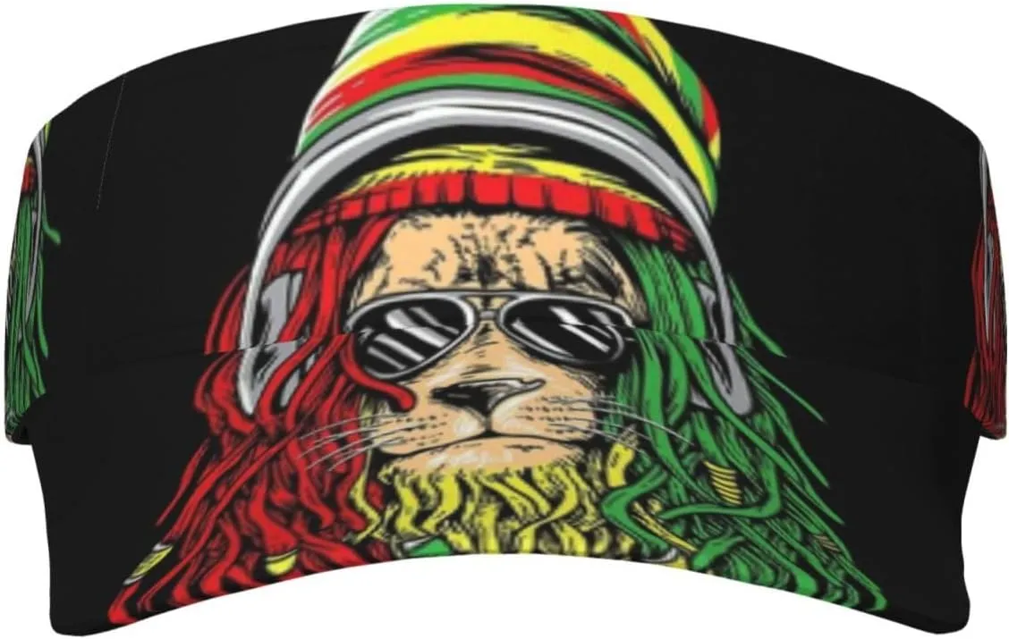Rasta Lion Jamaican Reggae Love Sport Sun Visor Adjustable Sun Hat Empty Top Baseball Cap Uv Protection Sun for Men and Women