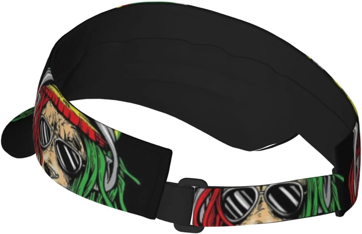 Rasta Lion Jamaican Reggae Love Sport Sun Visor Adjustable Sun Hat Empty Top Baseball Cap Uv Protection Sun for Men and Women