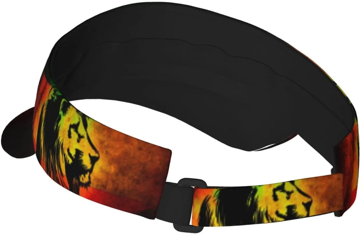 Rasta Lion Jamaican Reggae Love Sport Sun Visor Adjustable Sun Hat Empty Top Baseball Cap Uv Protection Sun for Men and Women