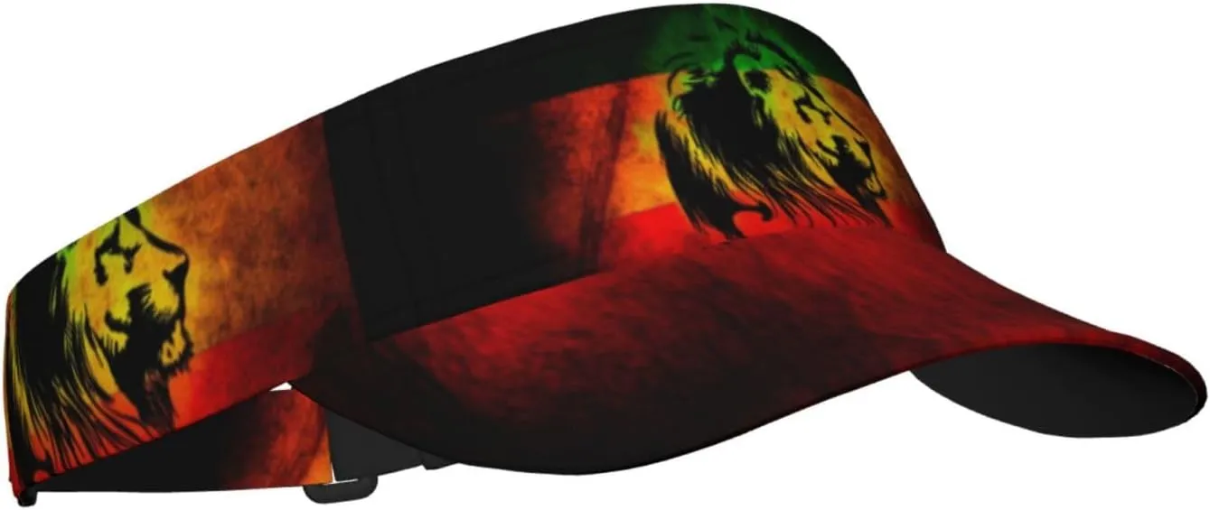 Rasta Lion Jamaican Reggae Love Sport Sun Visor Adjustable Sun Hat Empty Top Baseball Cap Uv Protection Sun for Men and Women