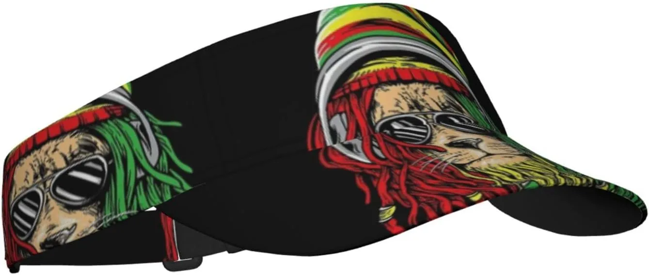 Rasta Lion Jamaican Reggae Love Sport Sun Visor Adjustable Sun Hat Empty Top Baseball Cap Uv Protection Sun for Men and Women