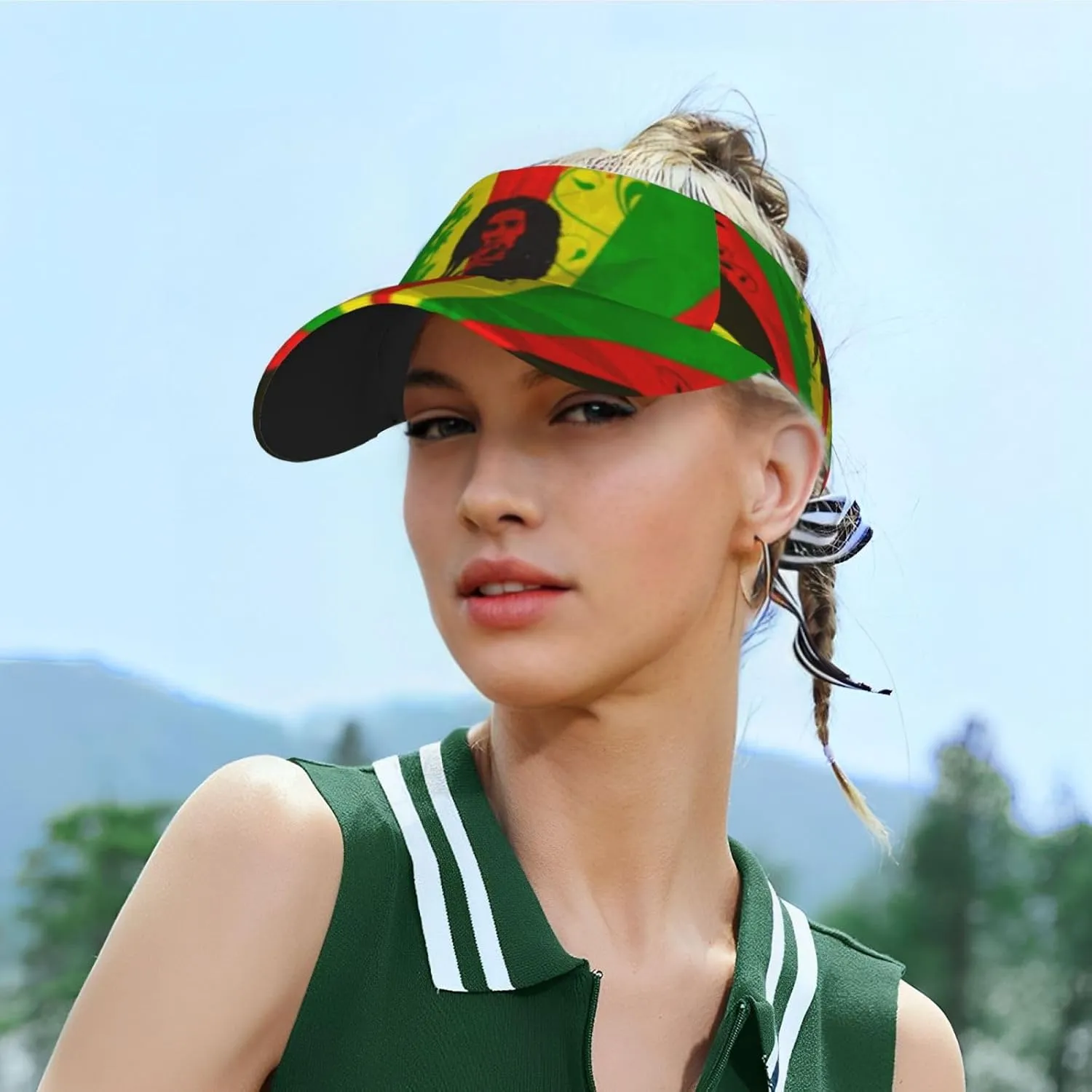 Rasta Lion Jamaican Reggae Love Sport Sun Visor Adjustable Sun Hat Empty Top Baseball Cap Uv Protection Sun for Men and Women