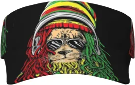 Rasta Lion Jamaican Reggae Love Sport Sun Visor Adjustable Sun Hat Empty Top Baseball Cap Uv Protection Sun for Men and Women