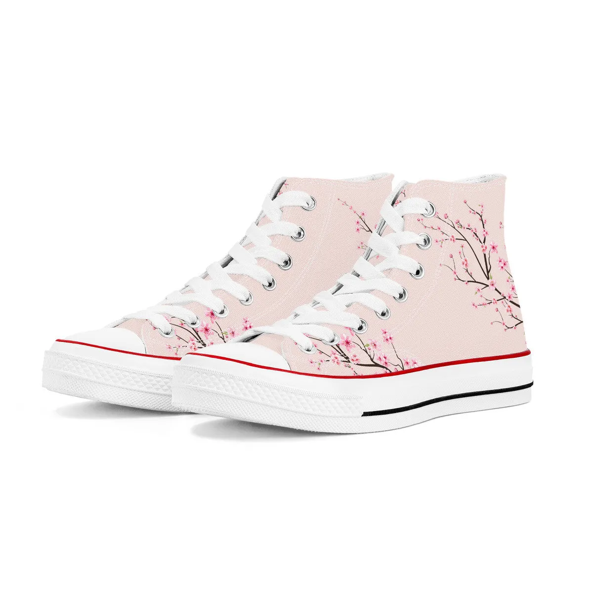 Rose Sakura  High Top Canvas Shoes