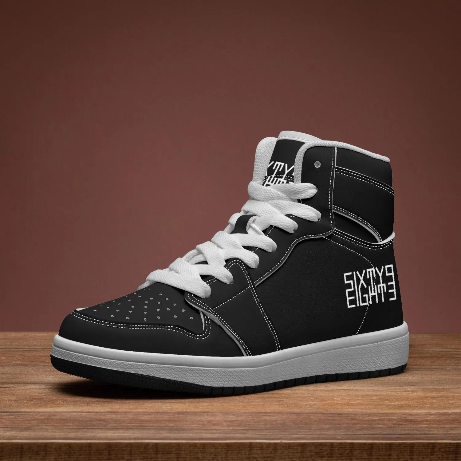 Sixty Eight 93 Logo White Black Kids High-Top Shoes