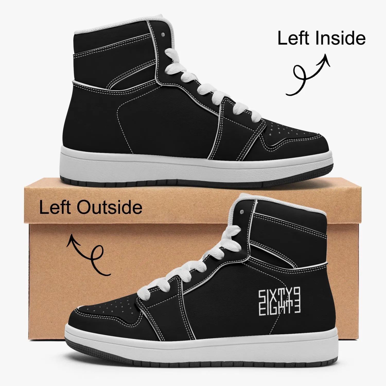 Sixty Eight 93 Logo White Black Kids High-Top Shoes