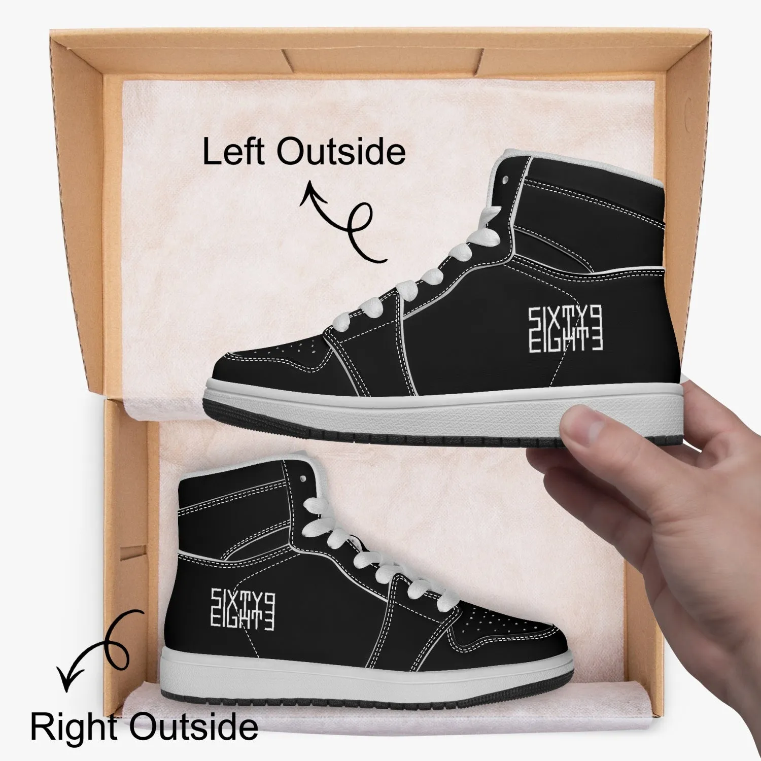 Sixty Eight 93 Logo White Black Kids High-Top Shoes