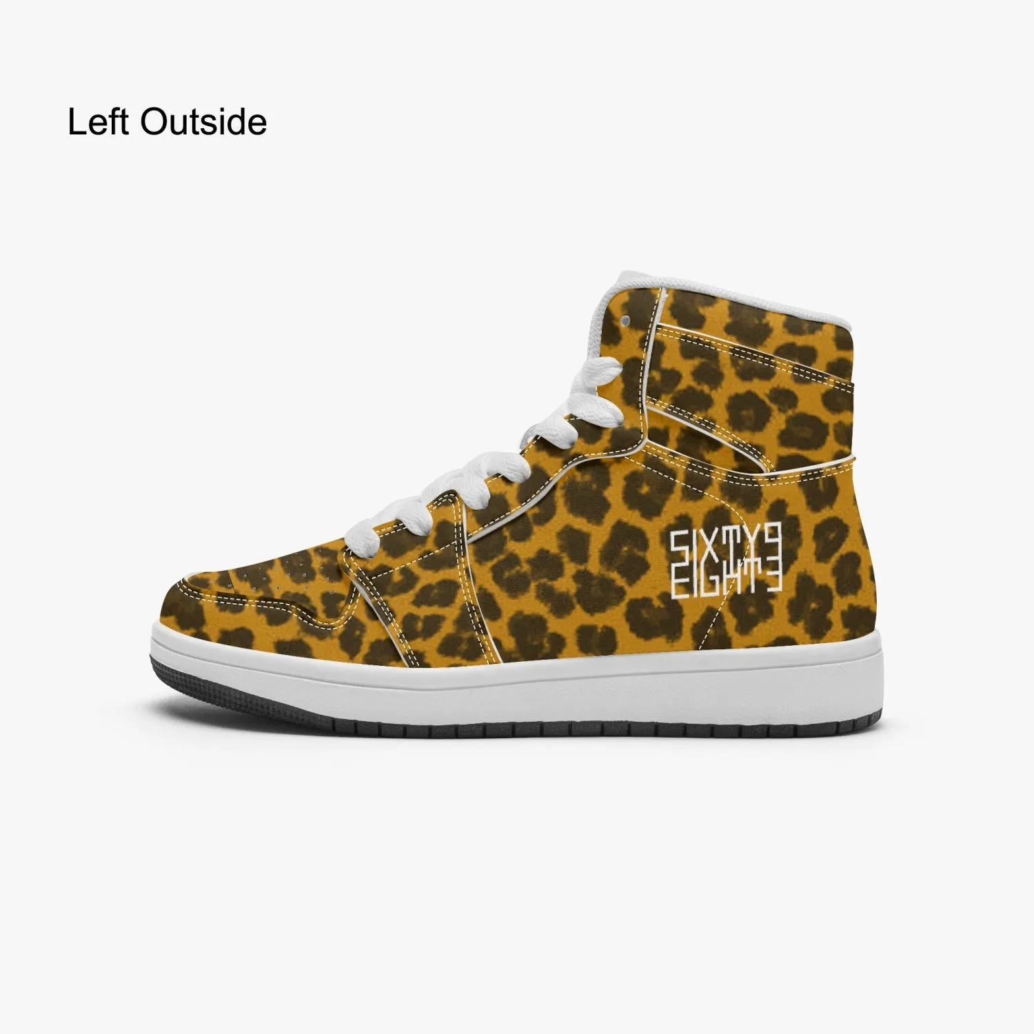 Sixty Eight 93 Logo White Cheetah Orange Kids High-Top Shoes