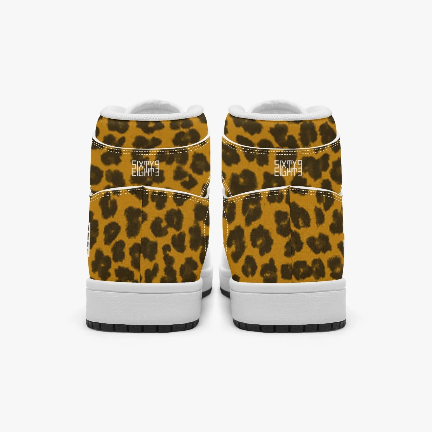 Sixty Eight 93 Logo White Cheetah Orange Kids High-Top Shoes