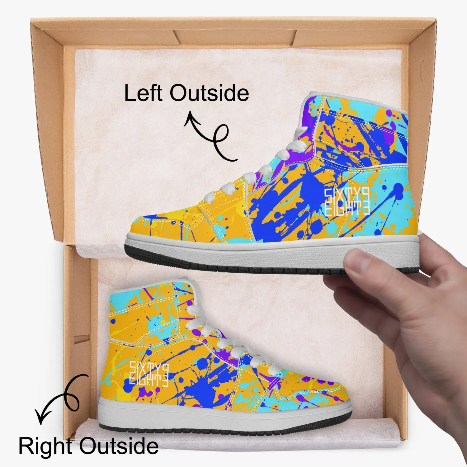 Sixty Eight 93 Logo White Drip #12 Kids High-Top Shoes